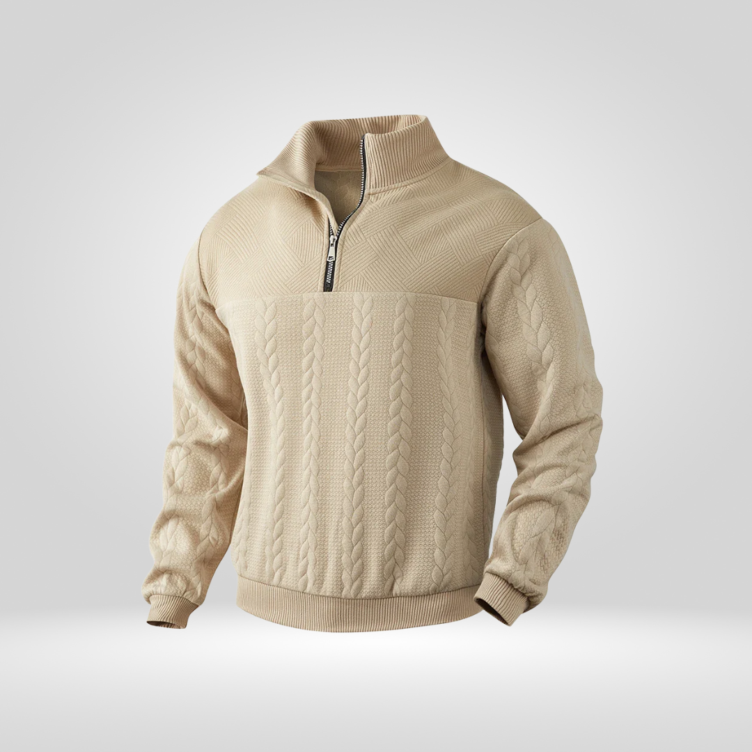 Men's Half-Zip Sweater – Stylish Henry Collar and Casual Comfort