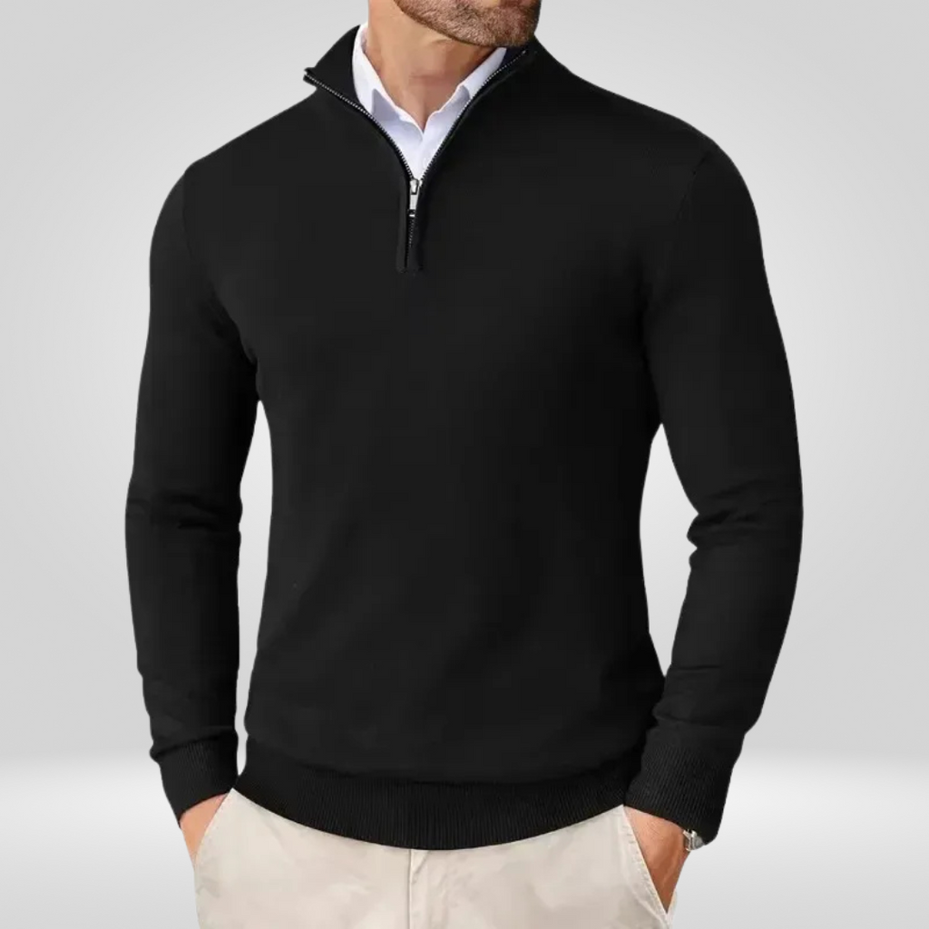 Men's Quarter Zip Sweater – Slim Fit Sport Pullover with Mock Neck