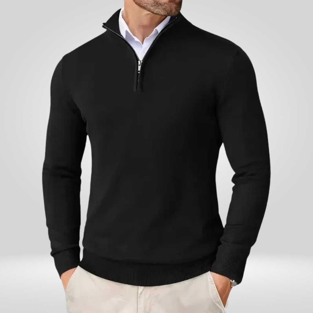 Men's Quarter Zip Sweater – Slim Fit Sport Pullover with Mock Neck