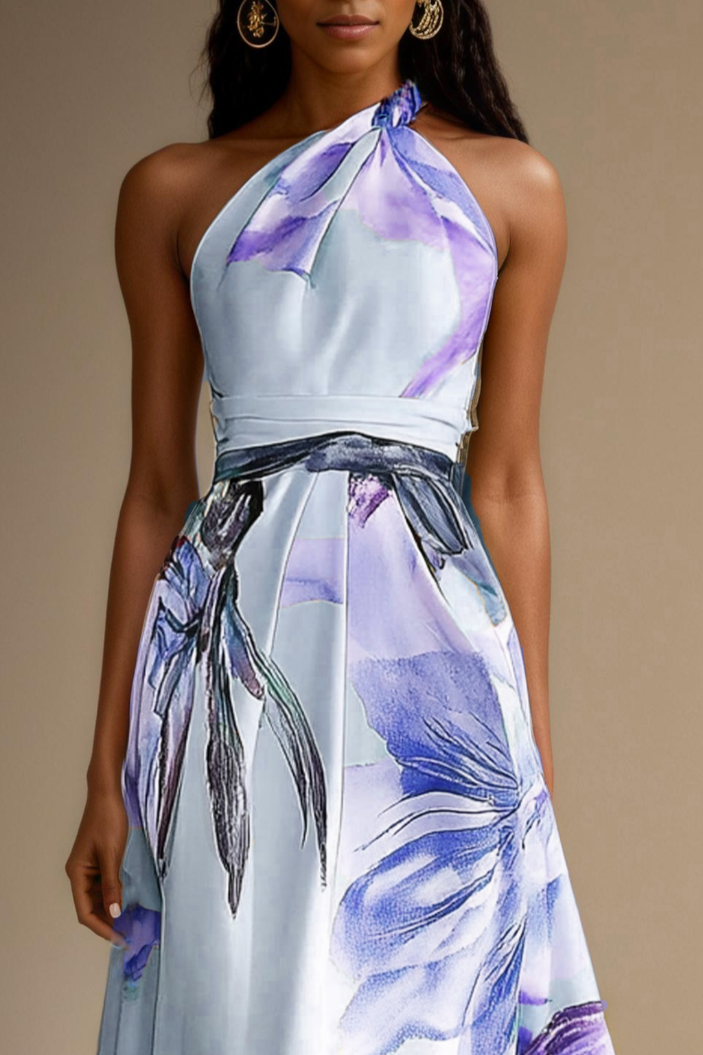 Floral Satin One-Shoulder Maxi Dress for Women | Wedding Guest