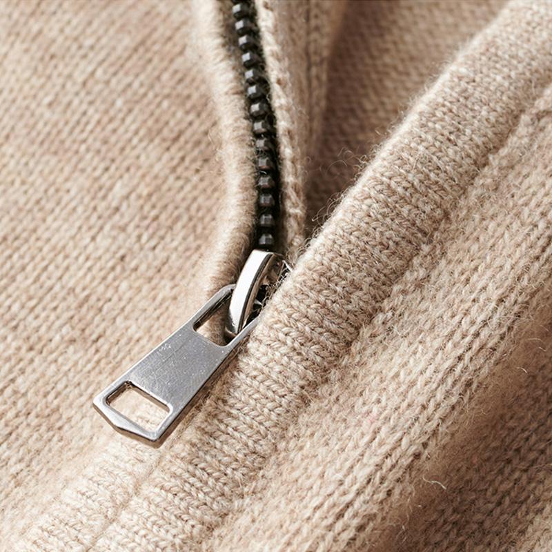 Men's Zip-up Sweater – Half Zip Pullover with Rib Structure & Comfortable Fit