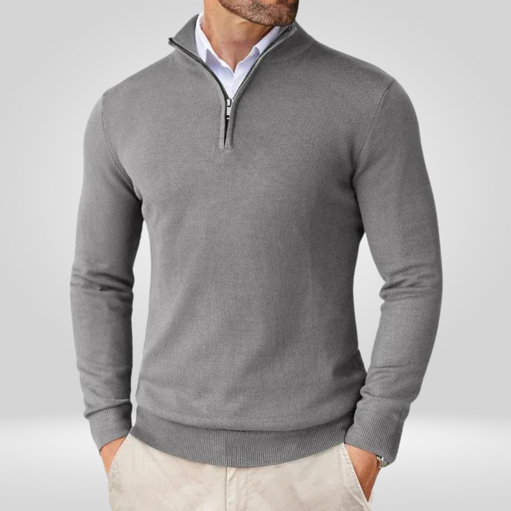 Men's Quarter Zip Sweater – Slim Fit Sport Pullover with Mock Neck