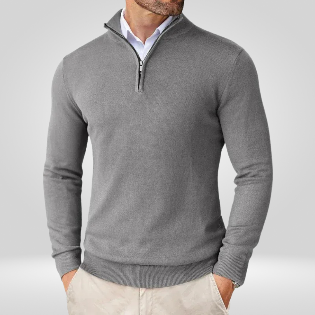 Men's Quarter Zip Sweater – Slim Fit Sport Pullover with Mock Neck