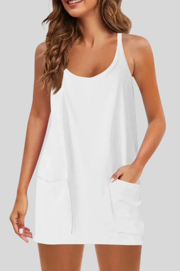 Sleeveless Mini Dress for Women with Side Pockets