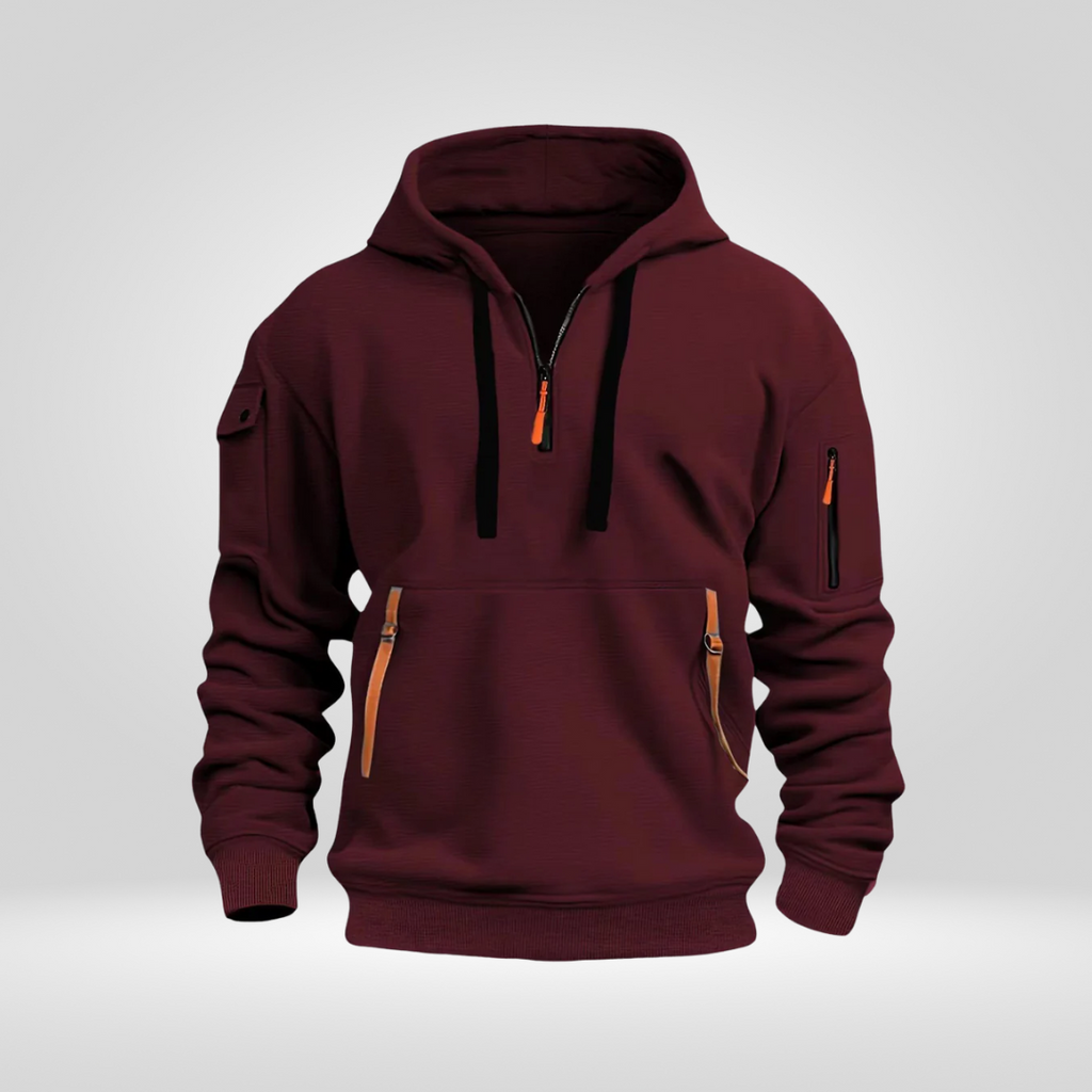 Men's Half Zip Hoodie – Comfortable Urban Pullover with Pockets