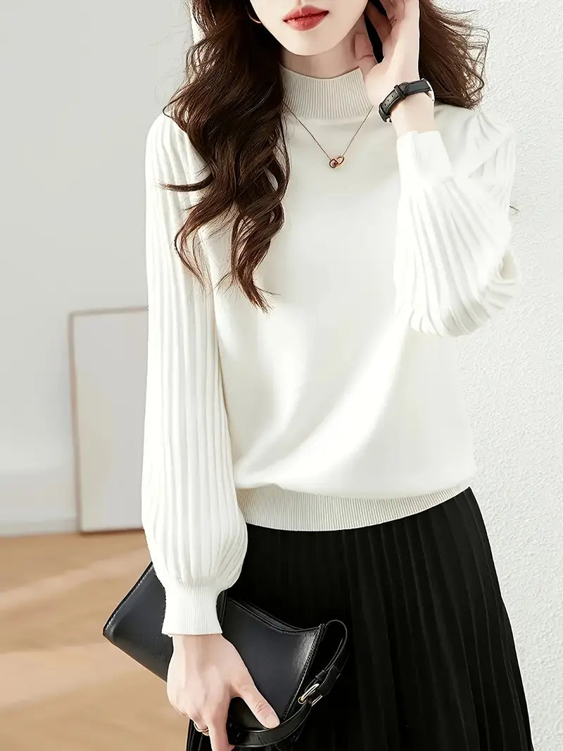 Charlotte™ Elegant Women's Sweater with Ribbed Sleeves