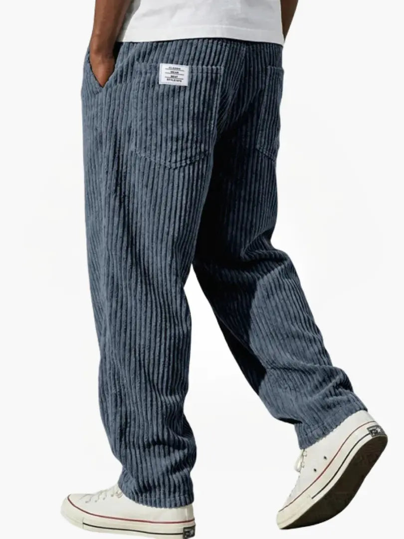 Corduroy Relaxed Fit Drawstring Pants for Men | Adjustable Waistband Casual