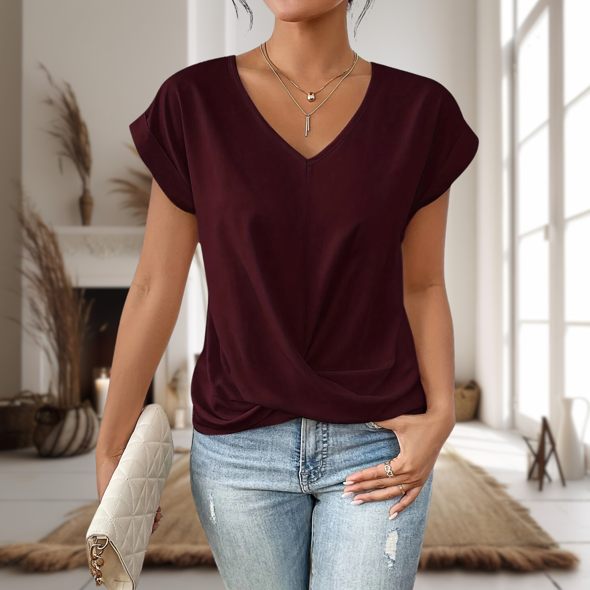 Sweetheart Neck T-Shirt for Women | Lightweight Summer Top