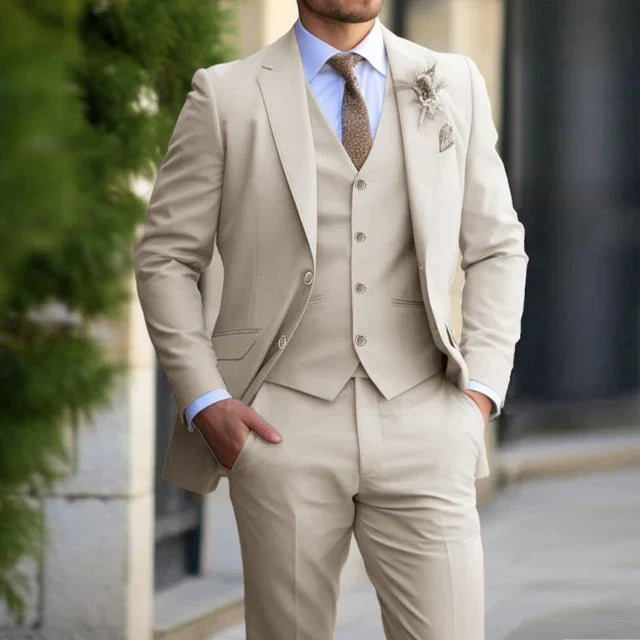 Champagne 3-Piece Suit for Men | Blazer Waistcoat and Trousers Set