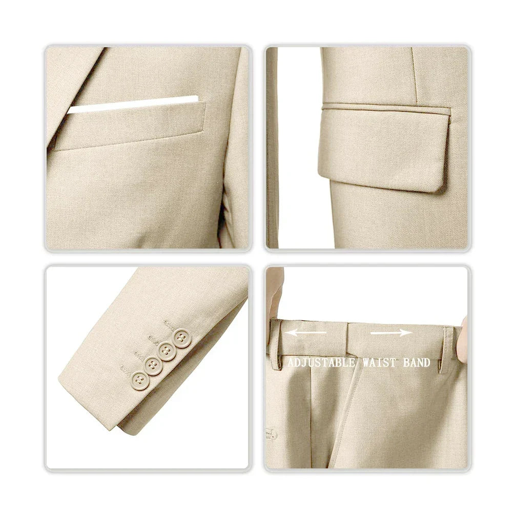 Champagne 3-Piece Suit for Men | Blazer Waistcoat and Trousers Set