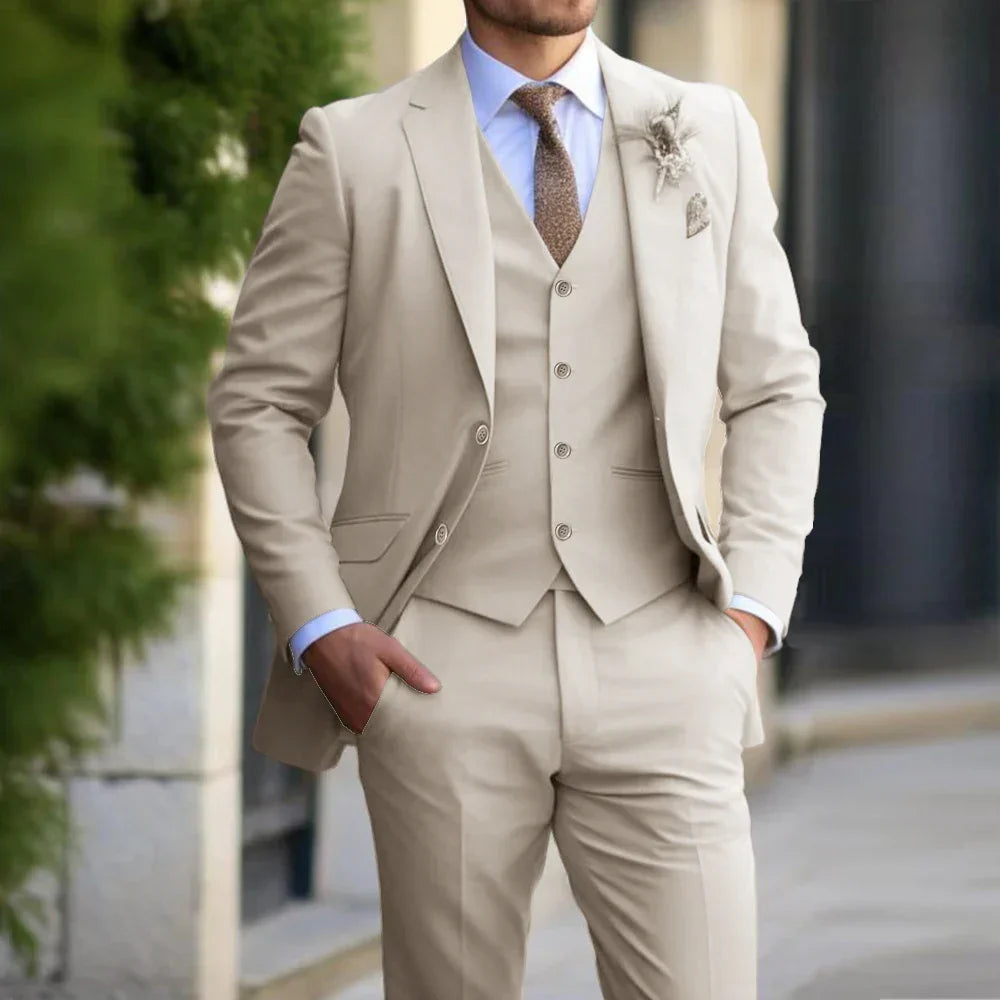 Champagne 3-Piece Suit for Men | Blazer Waistcoat and Trousers Set