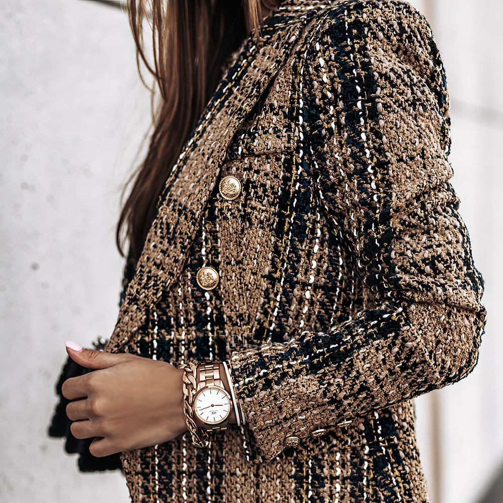 Women's Blazer | Fitted Cut with Button Closure and Check Pattern