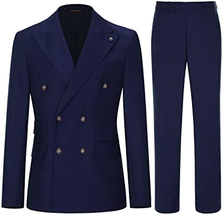 Double Breasted Slim Fit Two Piece Suit Set for Men | Wedding and Business