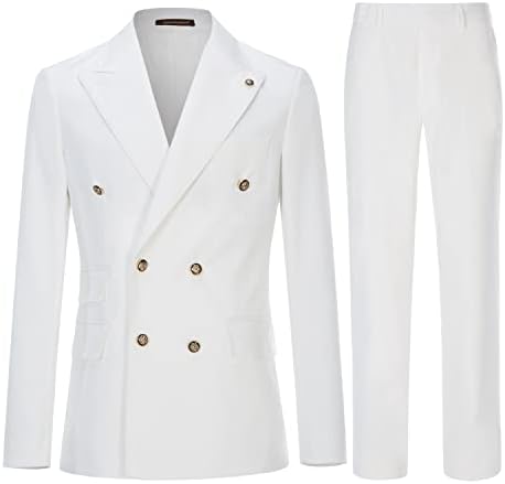 Double Breasted Slim Fit Two Piece Suit Set for Men | Wedding and Business
