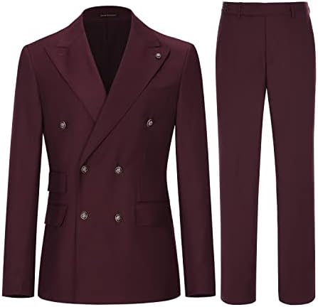 Double Breasted Slim Fit Two Piece Suit Set for Men | Wedding and Business