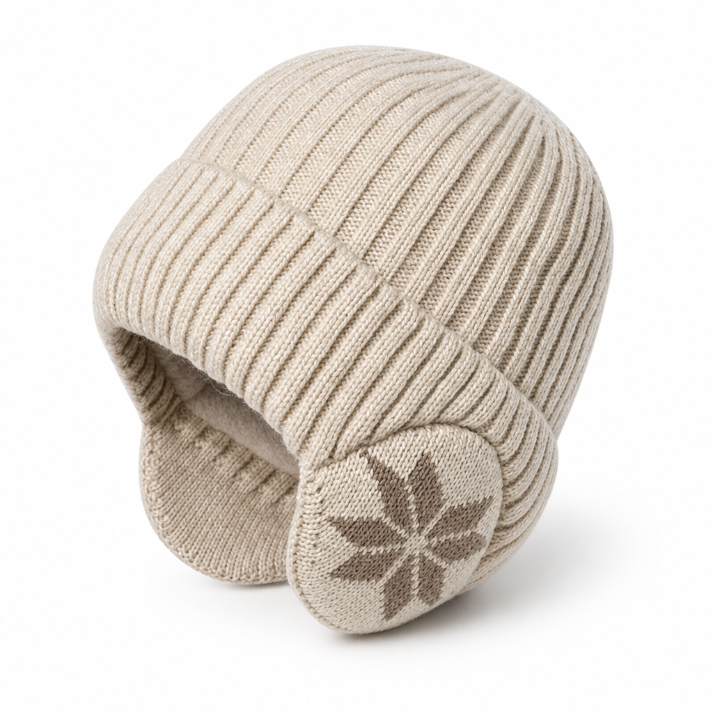 Fleece Lined Ribbed Knit Winter Beanie with Ear Flaps for Men | Stretch Fit