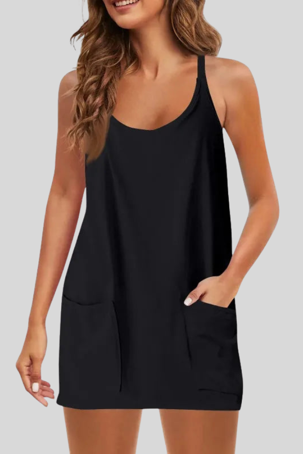 Sleeveless Mini Dress for Women with Side Pockets