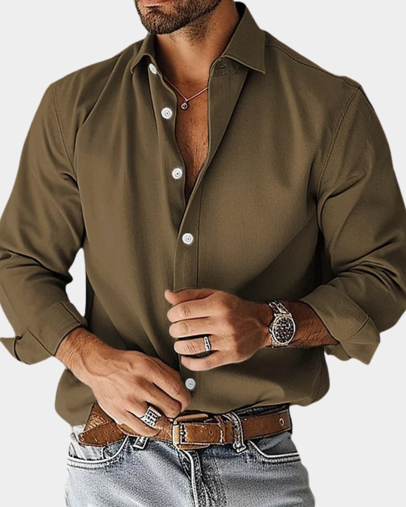 Wrinkle Resistant Slim Fit Button Front Long Sleeve Shirt for Men | Workwear