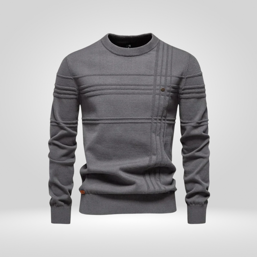 Men's Knitted Pullover – Slim Fit Sweater Made of Breathable Cotton Blend