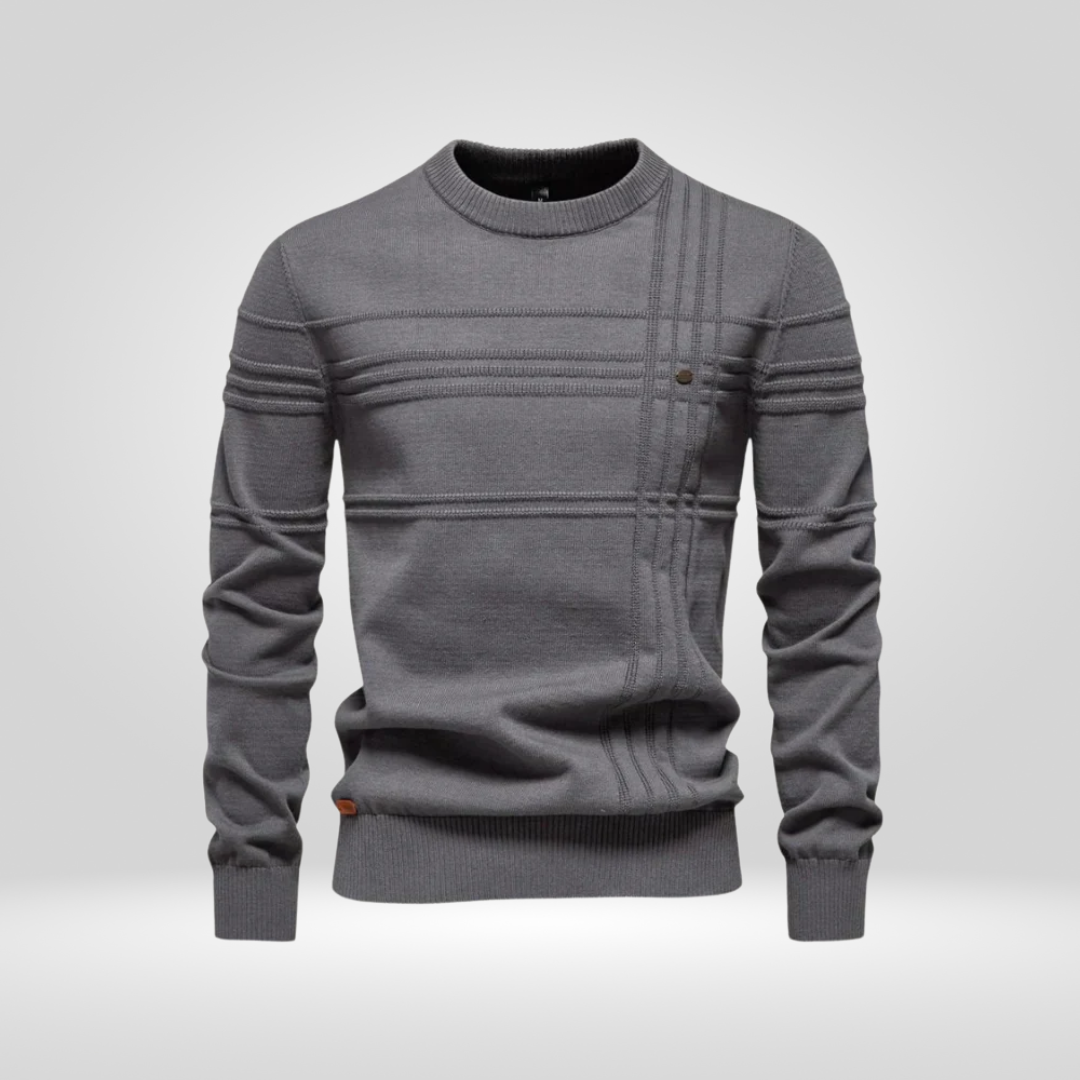 Men's Knitted Pullover – Slim Fit Sweater Made of Breathable Cotton Blend