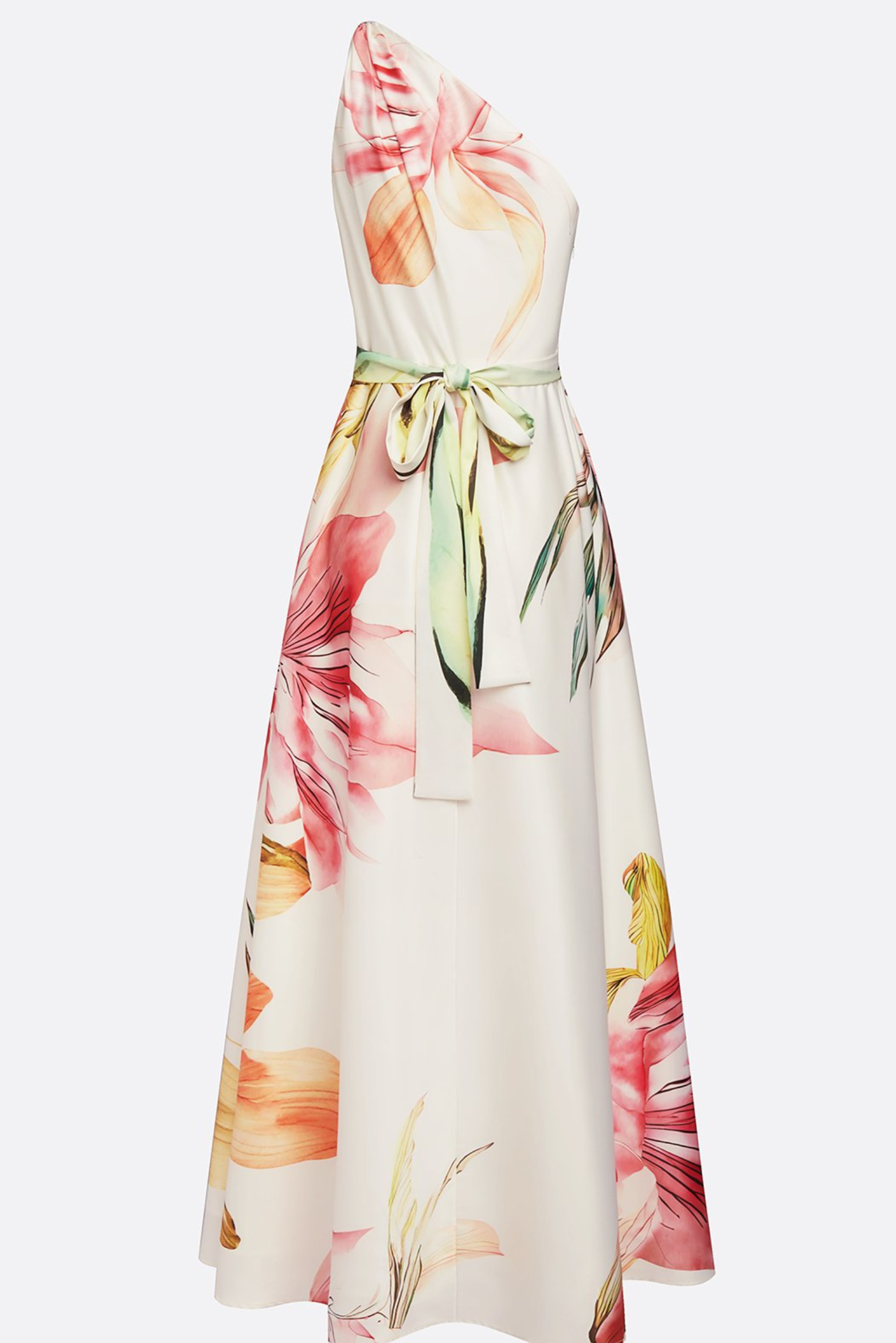 Floral Satin One-Shoulder Maxi Dress for Women | Wedding Guest