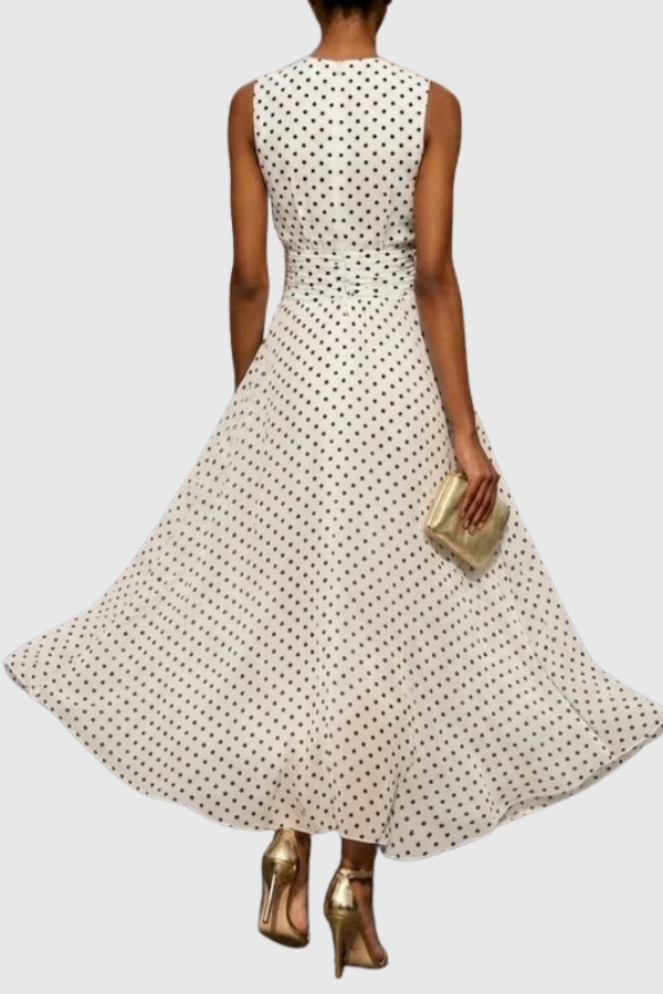 Polka Dot Halter Neck Keyhole Maxi Dress for Women