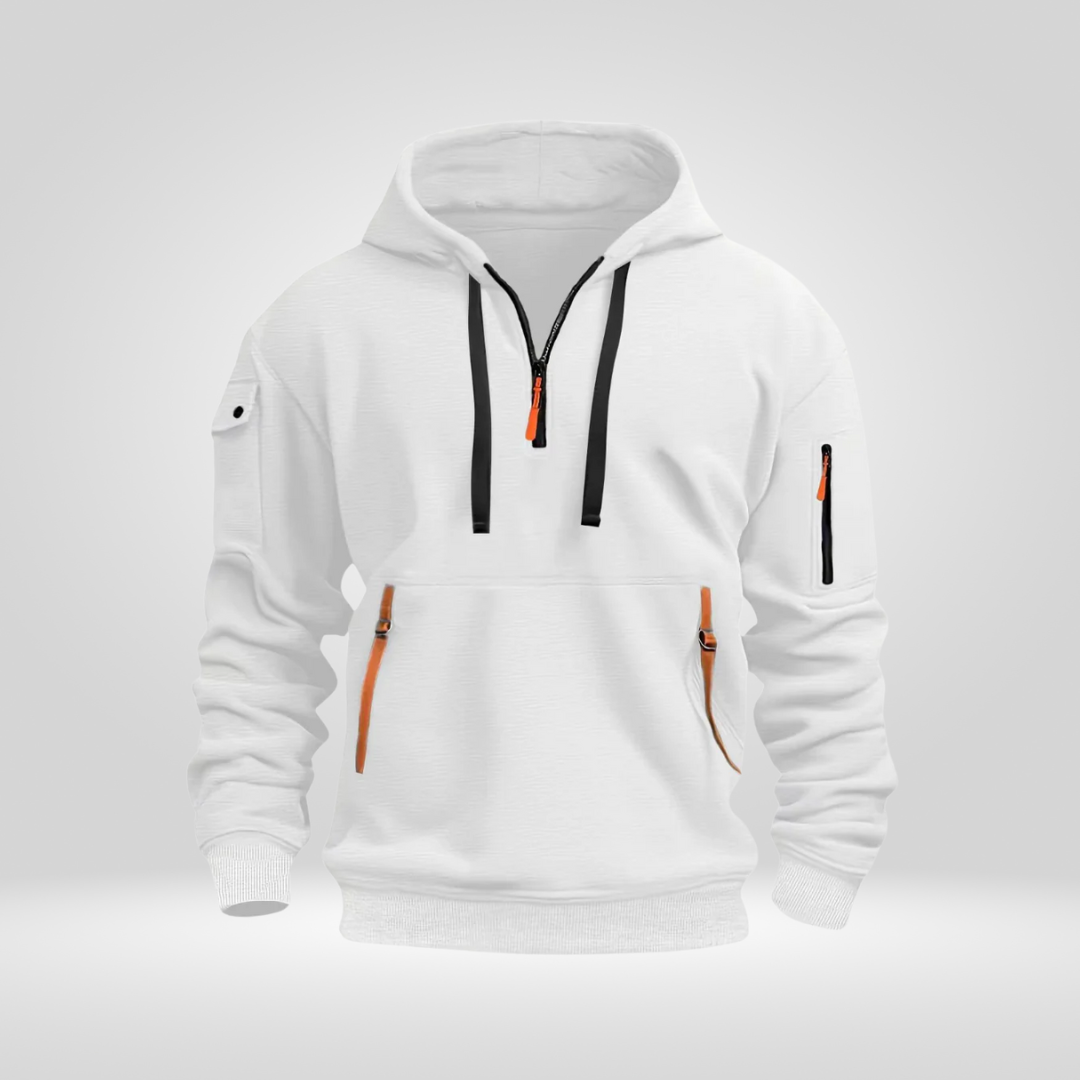 Men's Half Zip Hoodie – Comfortable Urban Pullover with Pockets