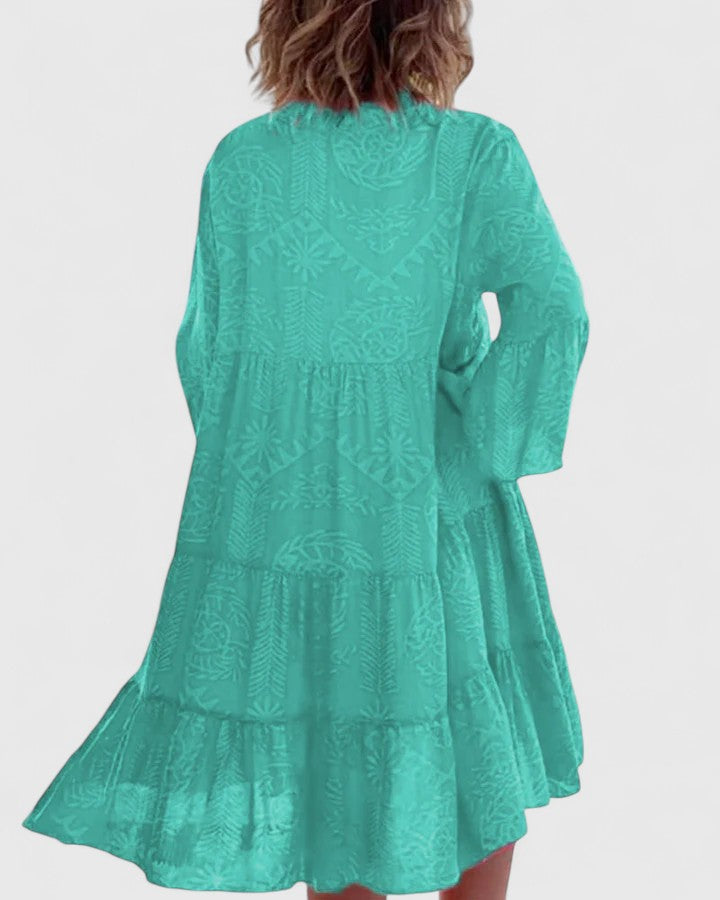 Floral Print Bell Sleeve V-Neck Dress for Women | Summer Boho