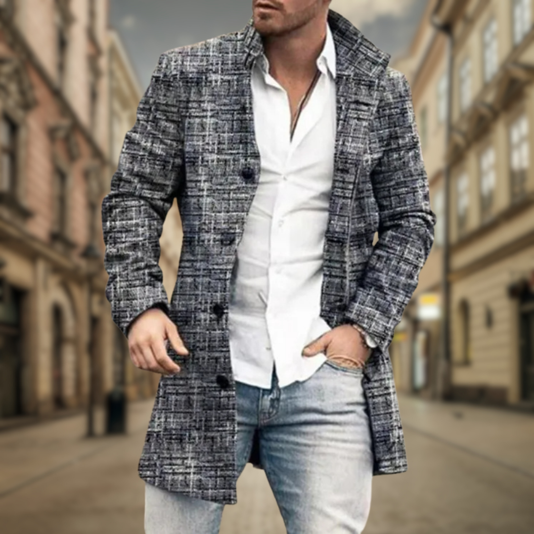 Elegant Men's Fitted Coat | Warm Long Coat