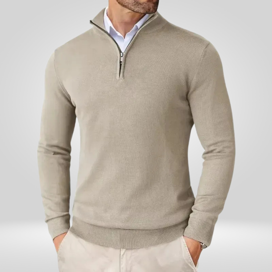 Men's Quarter Zip Sweater – Slim Fit Sport Pullover with Mock Neck