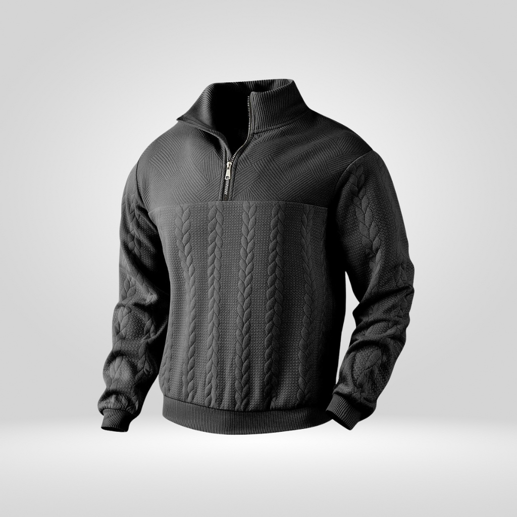 Men's Half-Zip Sweater – Stylish Henry Collar and Casual Comfort