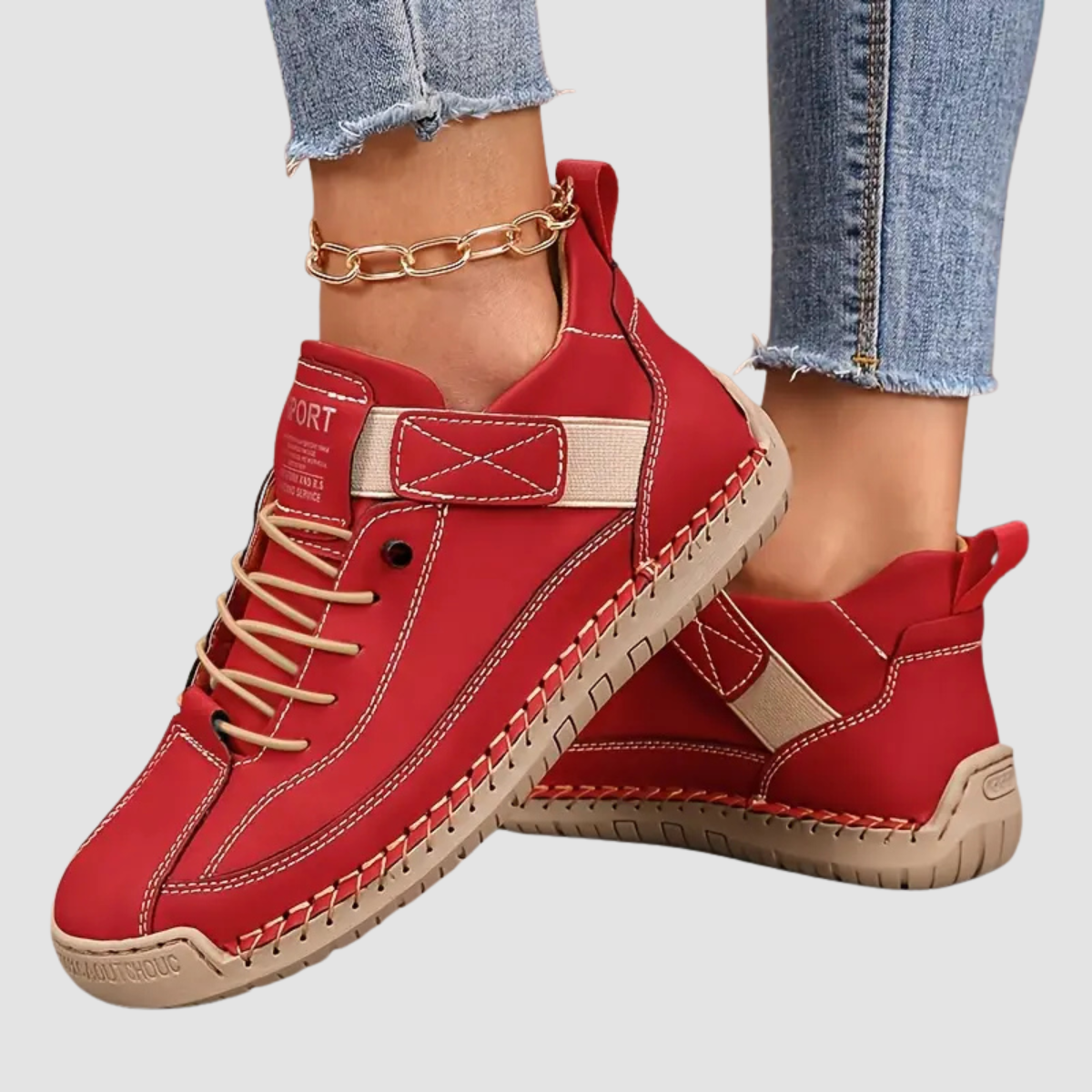 Leather Orthopedic Cushioned Sneakers for Women with Supportive Arch Sole