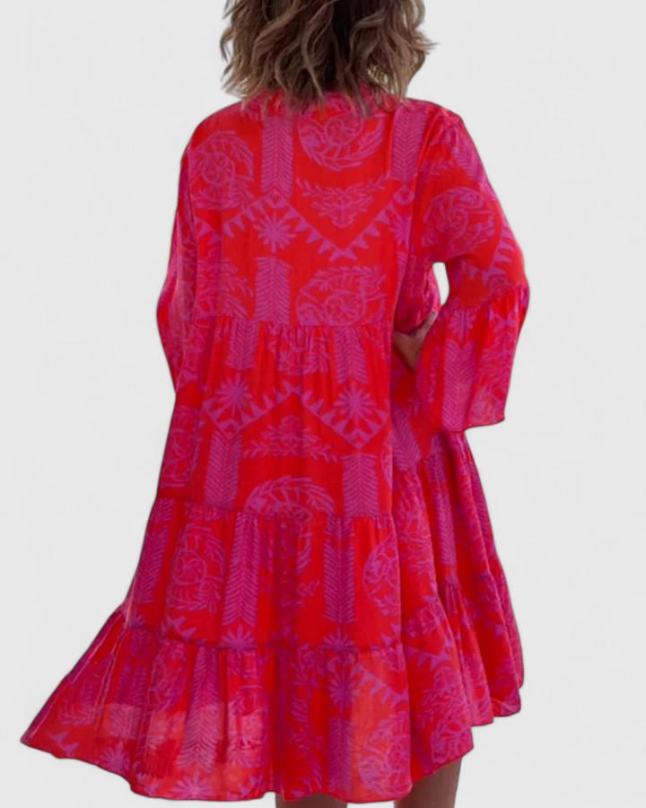 Floral Print Bell Sleeve V-Neck Dress for Women | Summer Boho