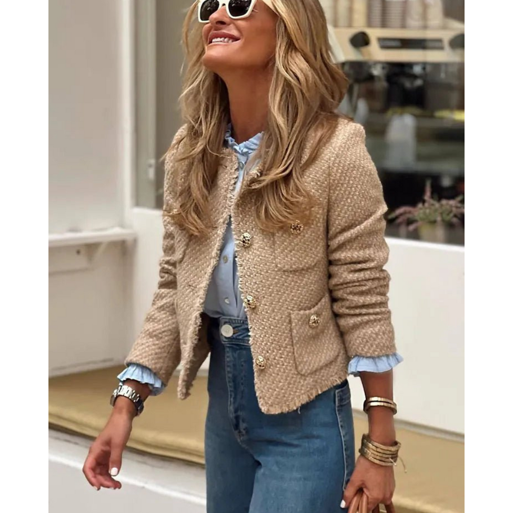 Women's Short Button Jacket | Long Sleeve, Warm Style