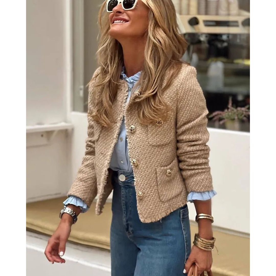 Women's Short Button Jacket | Long Sleeve, Warm Style