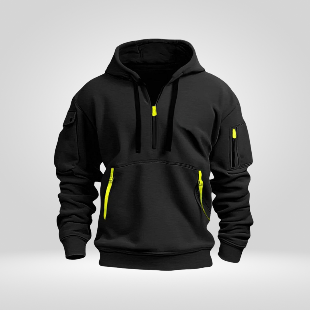 Men's Half Zip Hoodie – Comfortable Urban Pullover with Pockets