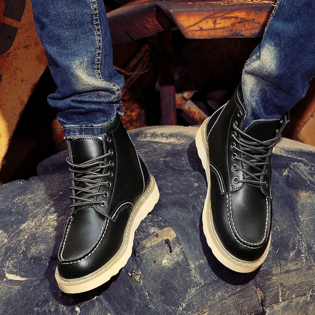 Black Leather Lace Up Vintage Ankle Boots for Men | Weekend Smart Casual