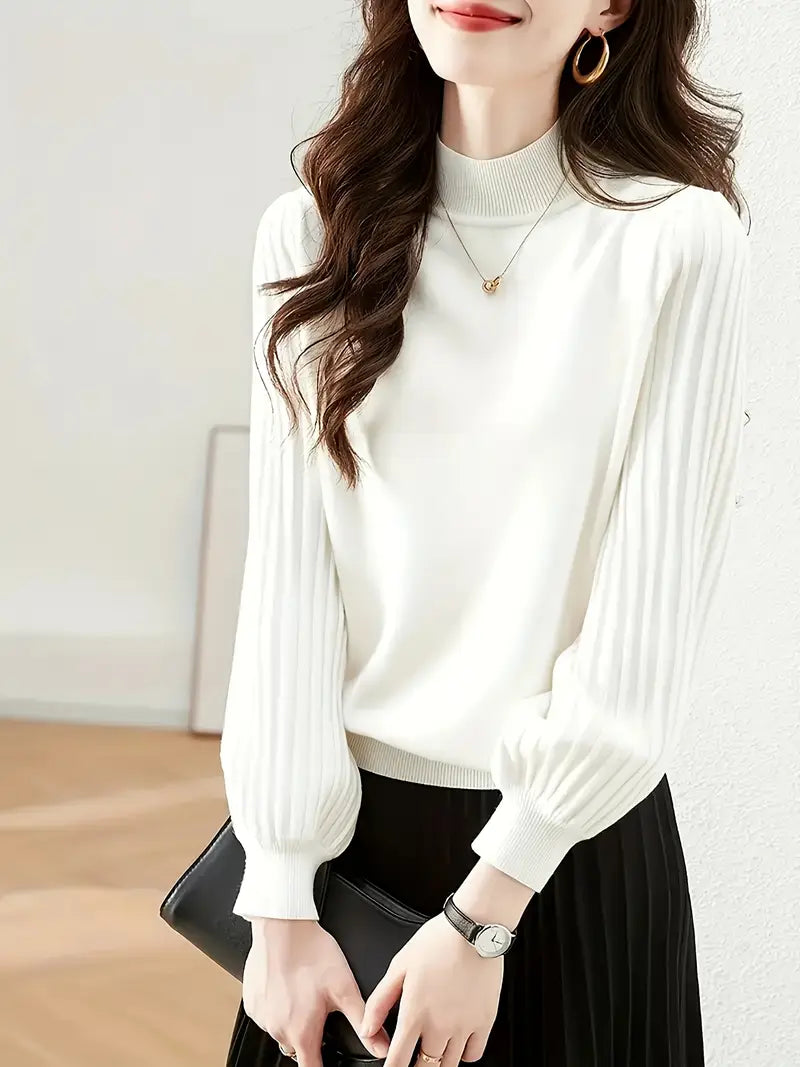 Charlotte™ Elegant Women's Sweater with Ribbed Sleeves