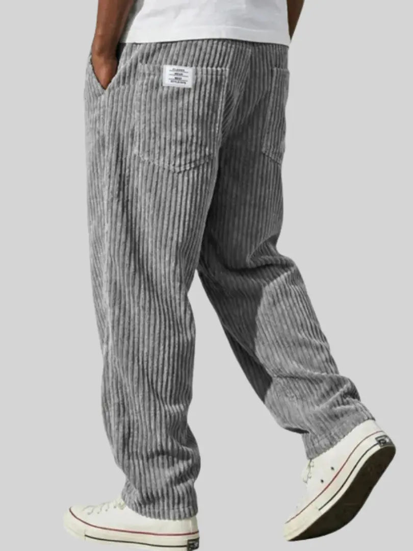 Corduroy Relaxed Fit Drawstring Pants for Men | Adjustable Waistband Casual