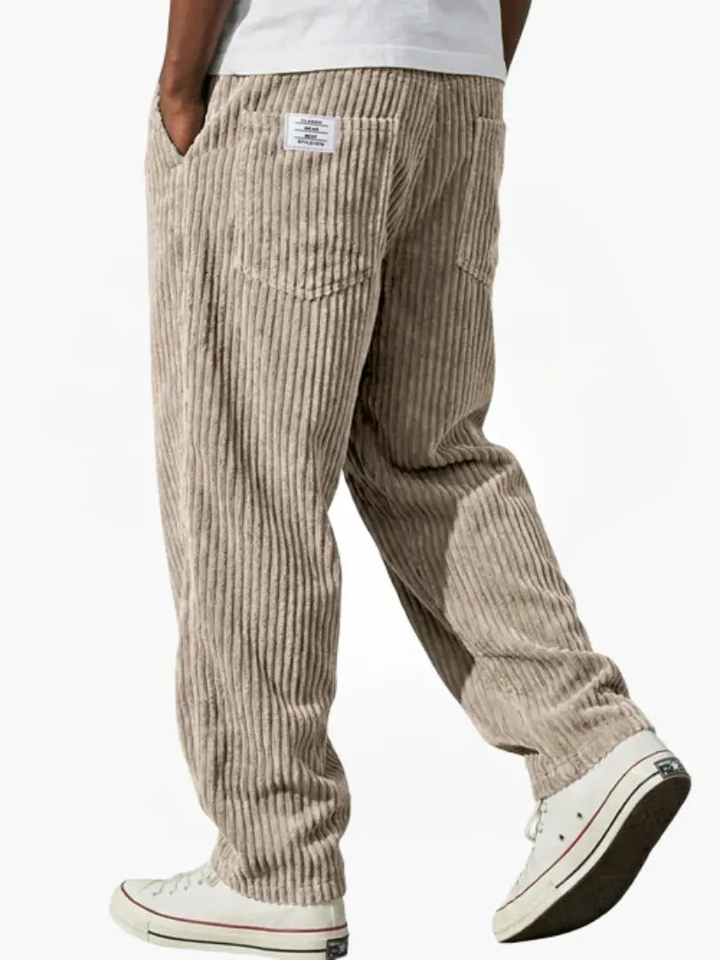 Corduroy Relaxed Fit Drawstring Pants for Men | Adjustable Waistband Casual