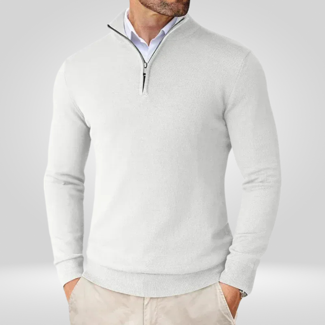 Men's Quarter Zip Sweater – Slim Fit Sport Pullover with Mock Neck
