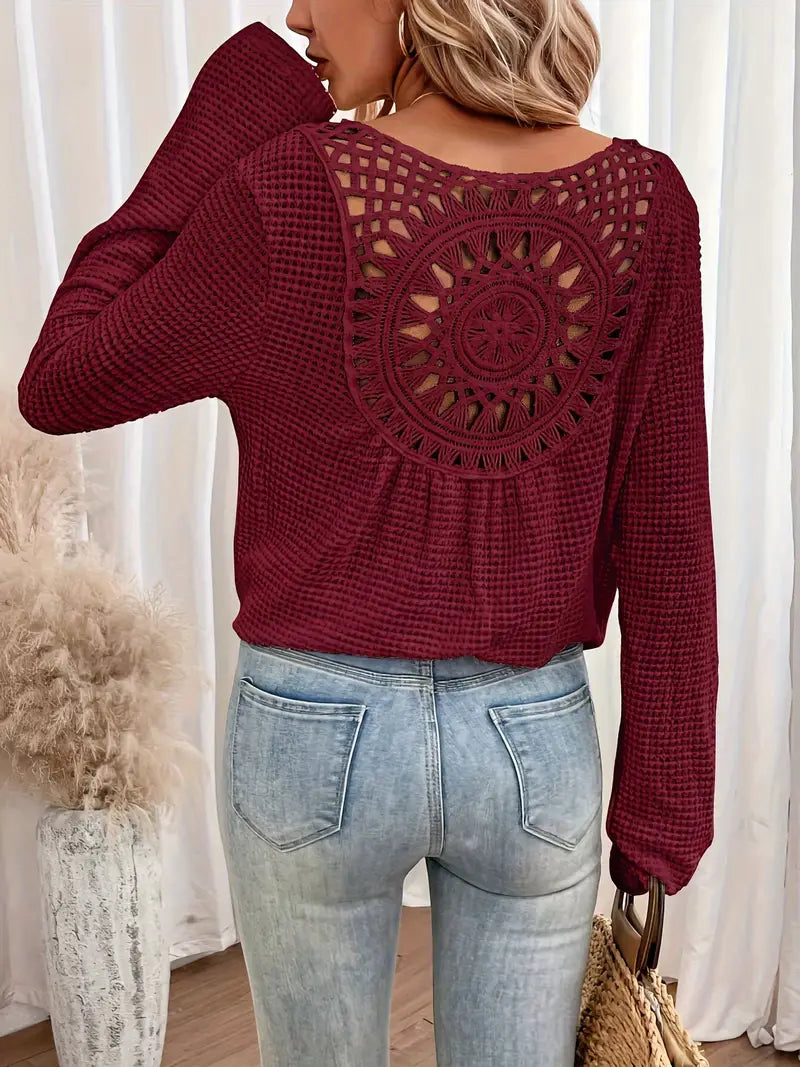 Loose Fit V-Neck Sweater with Long Sleeves