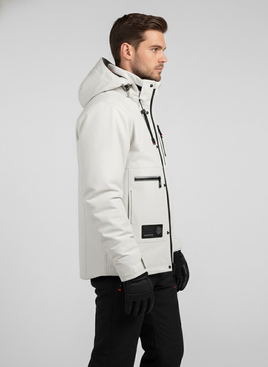 Waterproof Zip Front Outdoor Jacket for Men | Detachable Hood with Pockets