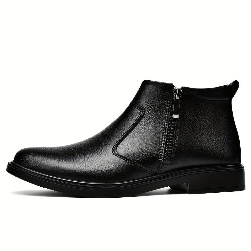 Plush Lined Side Zip Ankle Boots for Men | Cushioned Sole Winter Footwear