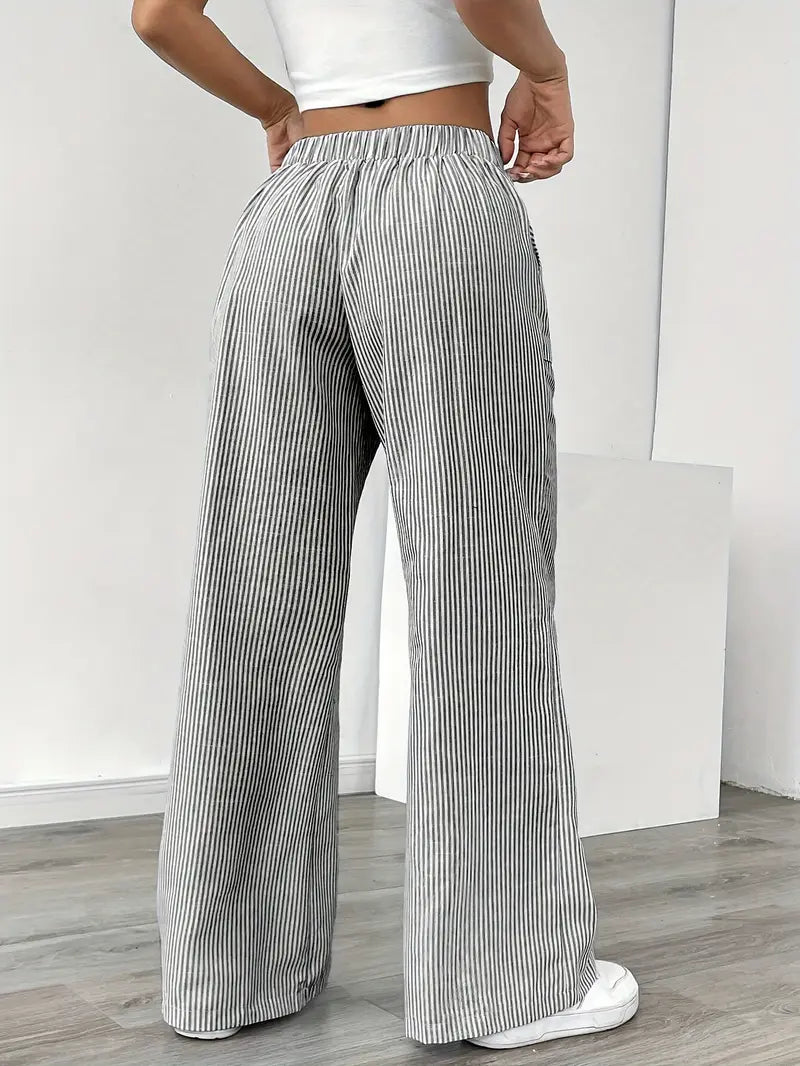 Striped Wide Flare Trousers for Women | Beach Summer
