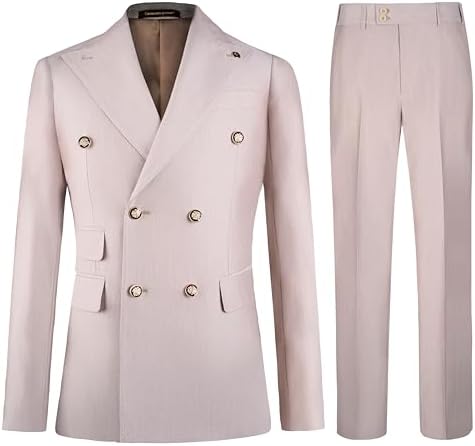 Double Breasted Slim Fit Two Piece Suit Set for Men | Wedding and Business