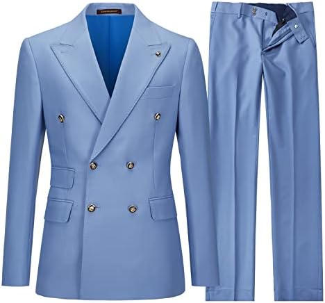 Double Breasted Slim Fit Two Piece Suit Set for Men | Wedding and Business