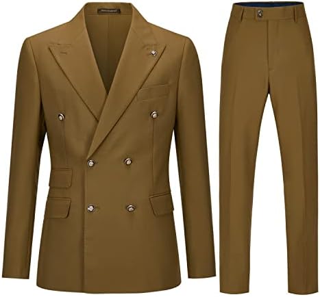 Double Breasted Slim Fit Two Piece Suit Set for Men | Wedding and Business