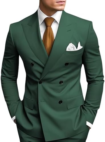 Slim Fit Peak Lapel Double Breasted Suit Set for Men | Wedding and Prom