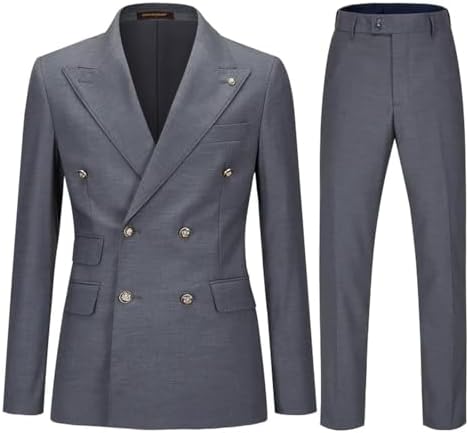 Double Breasted Slim Fit Two Piece Suit Set for Men | Wedding and Business